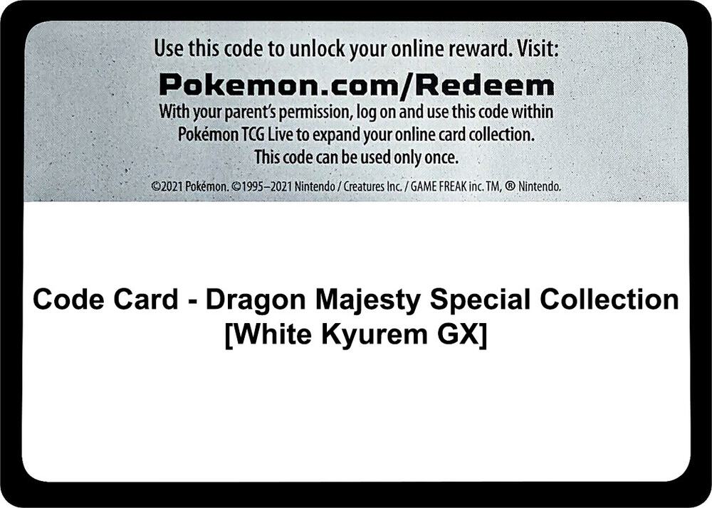 Code Card - Dragon Majesty Special Collection [White Kyurem GX] [Dragon Majesty]