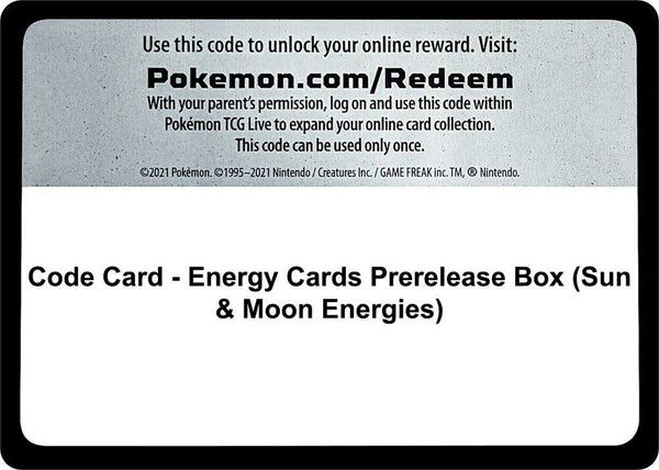 Code Card - Energy Cards Prerelease Box (Sun & Moon Energies) [Miscellaneous Cards and Products]