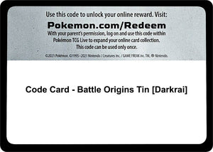 Code Card - Battle Origins Tin [Darkrai] [Miscellaneous Cards and Products]