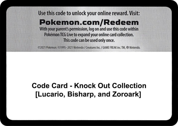 Code Card - Knock Out Collection [Lucario, Bisharp, and Zoroark] [Miscellaneous Cards and Products]