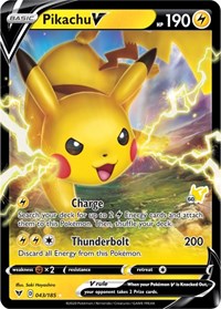 Pikachu V - 043/185 (#60 Pikachu Stamped) (043/185) [Battle Academy 2022]