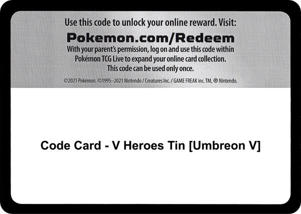 Code Card - V Heroes Tin [Umbreon V] [Miscellaneous Cards and Products]