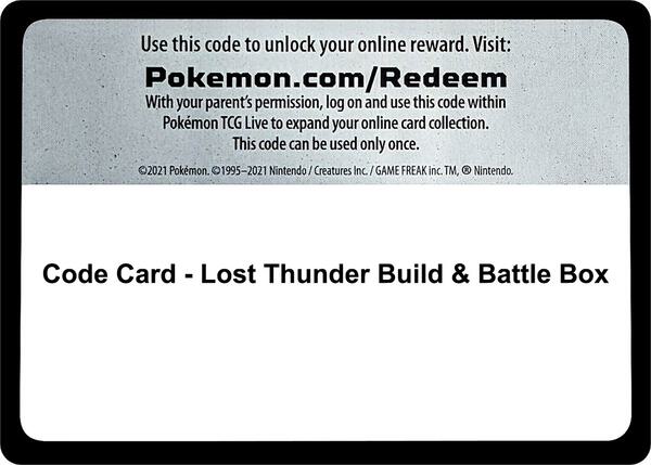 Code Card - Lost Thunder Build & Battle Box [SM Lost Thunder]