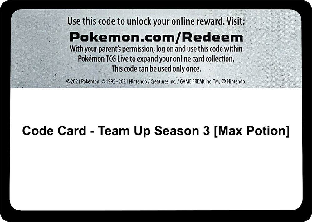 Code Card - Team Up Season 3 [Max Potion] [SM Team Up]