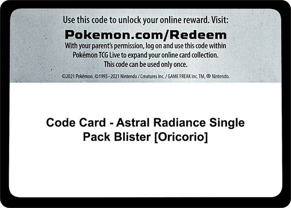 Code Card - SWSH10: Astral Radiance Single Pack Blister [Oricorio] [SWSH10 Astral Radiance]