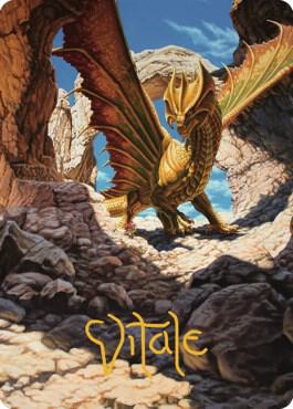 Ancient Brass Dragon Art Card (2/81) (Gold-Stamped Signature) [Commander Legends: Battle for Baldur's Gate Art Series]