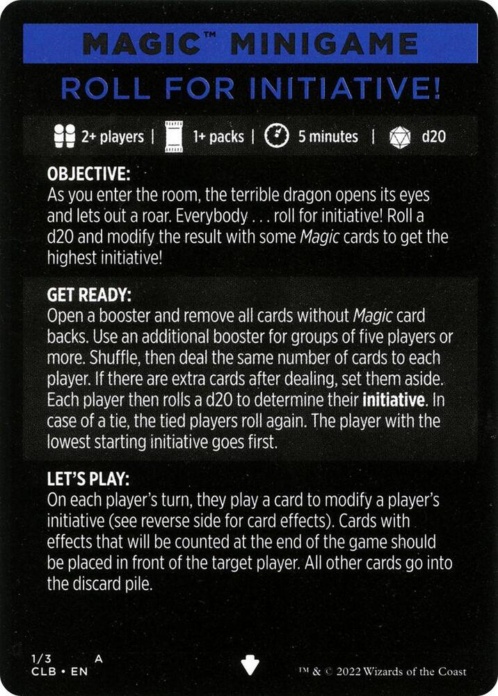 Magic Minigame: Roll for Initiative! (1) [Commander Legends: Battle for Baldur's Gate]