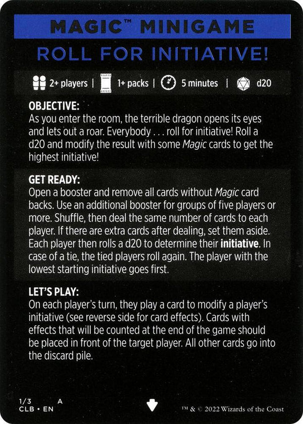 Magic Minigame: Roll for Initiative! (1) [Commander Legends: Battle for Baldur's Gate]