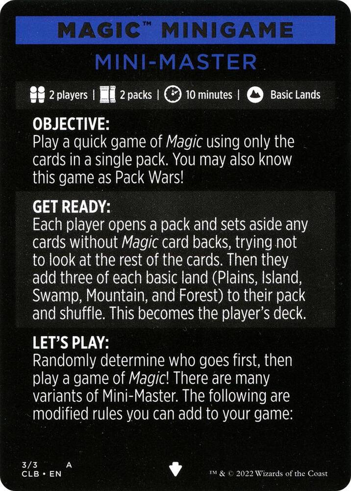 Magic Minigame: Mini-Master (3) [Commander Legends: Battle for Baldur's Gate]