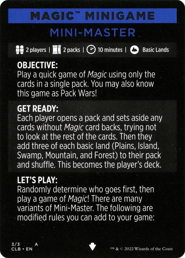 Magic Minigame: Mini-Master (3) [Commander Legends: Battle for Baldur's Gate]