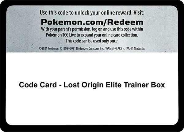 Code Card - Lost Origin Elite Trainer Box [SWSH11 Lost Origin]