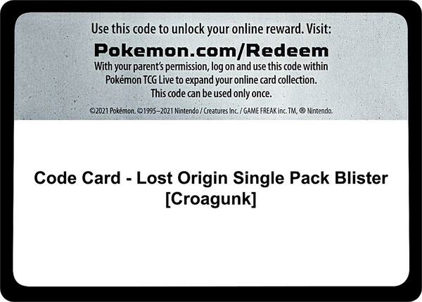 Code Card - Lost Origin Single Pack Blister [Croagunk] [SWSH11 Lost Origin]