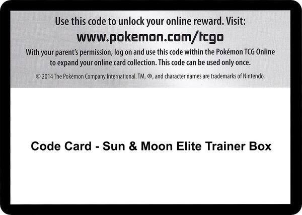 Code Card - Sun & Moon Elite Trainer Box [SM Base Set]