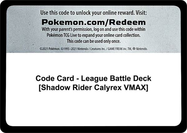 Code Card - League Battle Deck [Shadow Rider Calyrex VMAX] [Miscellaneous Cards and Products]
