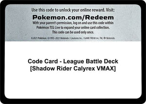 Code Card - League Battle Deck [Shadow Rider Calyrex VMAX] [Miscellaneous Cards and Products]