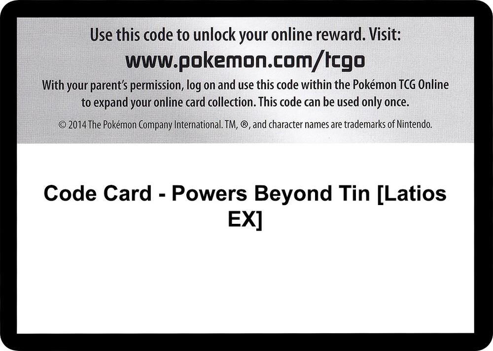 Code Card - Powers Beyond Tin [Latios EX] [XY Ancient Origins]