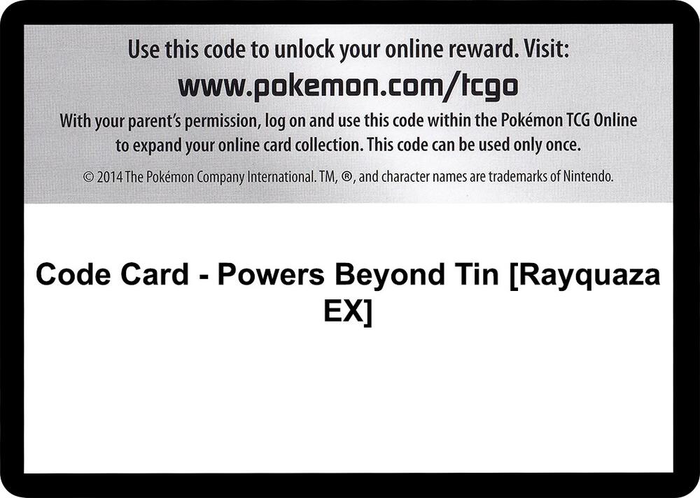 Code Card - Powers Beyond Tin [Rayquaza EX] [XY Ancient Origins]