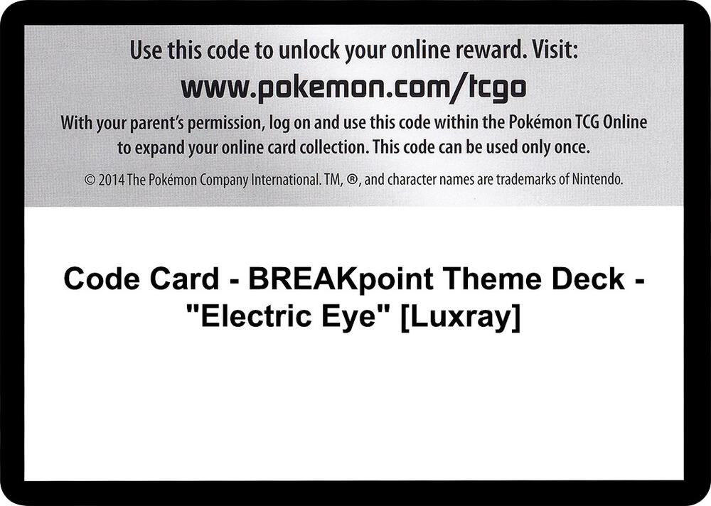 Code Card - BREAKpoint Theme Deck - "Electric Eye" [Luxray] [XY BREAKpoint]