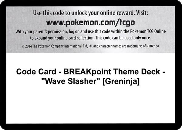 Code Card - BREAKpoint Theme Deck - "Wave Slasher" [Greninja] [XY BREAKpoint]