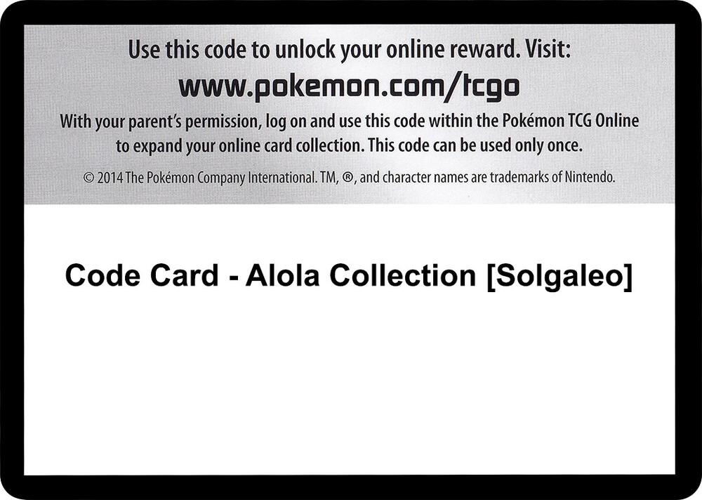 Code Card - Alola Collection [Solgaleo] [XY Evolutions]