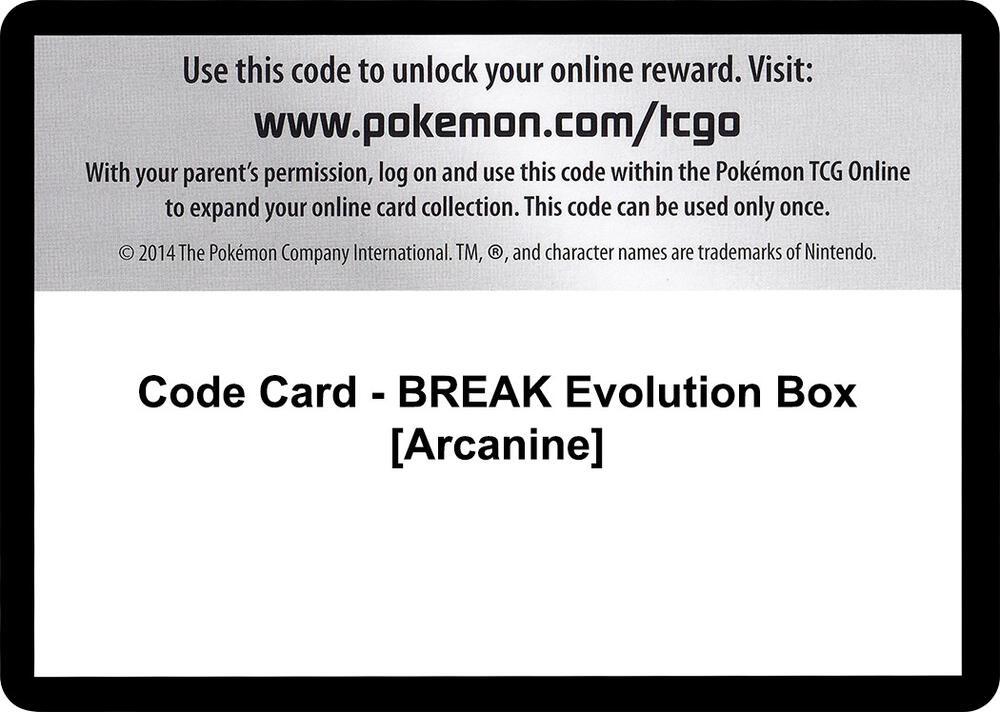 Code Card - BREAK Evolution Box [Arcanine] [XY Evolutions]
