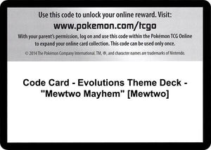 Code Card - Evolutions Theme Deck - "Mewtwo Mayhem" [Mewtwo] [XY Evolutions]