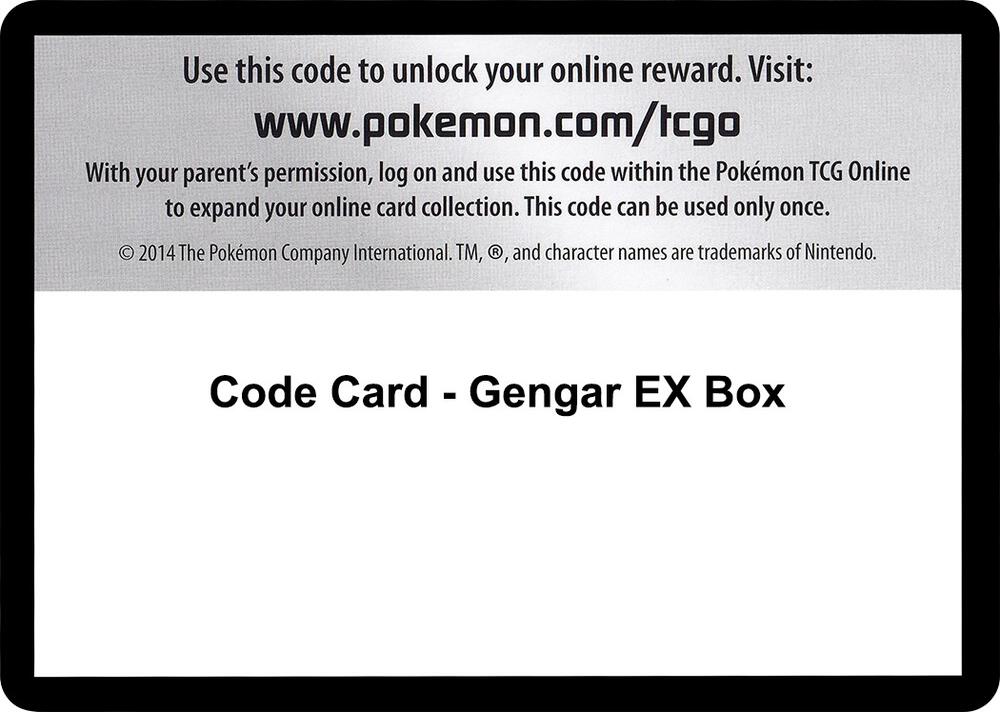 Code Card - Gengar EX Box [XY Evolutions]