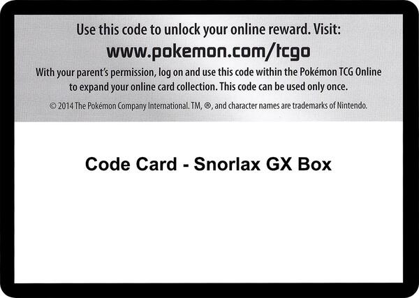 Code Card - Snorlax GX Box [XY Evolutions]