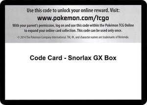 Code Card - Snorlax GX Box [XY Evolutions]