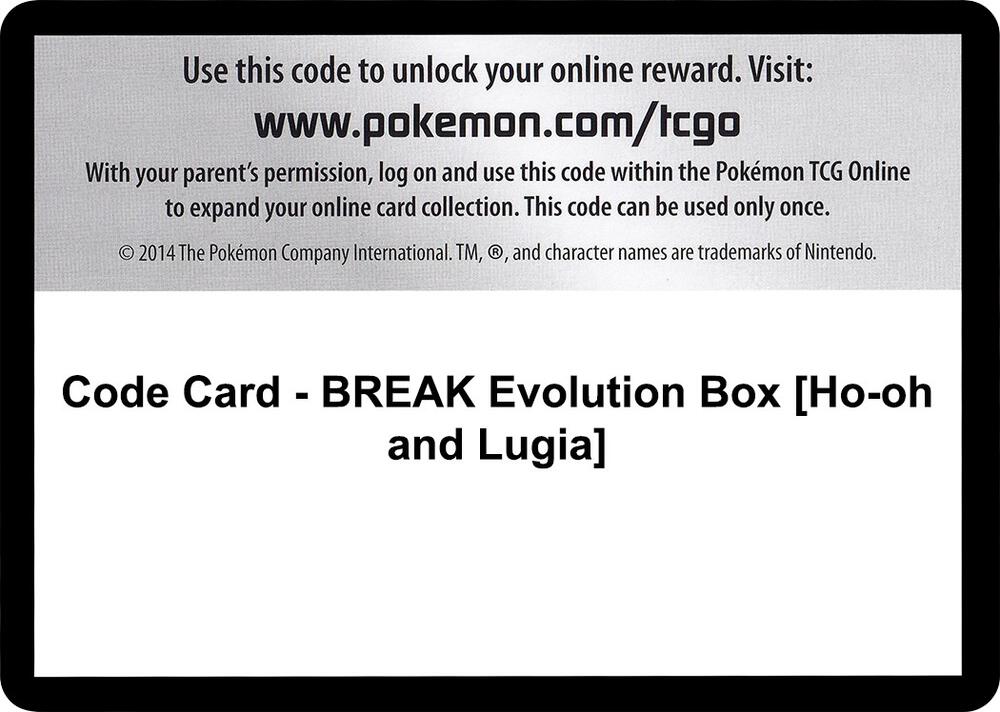 Code Card - BREAK Evolution Box [Ho-oh and Lugia] [XY Fates Collide]