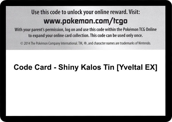 Code Card - Shiny Kalos Tin [Yveltal EX] [XY Fates Collide]