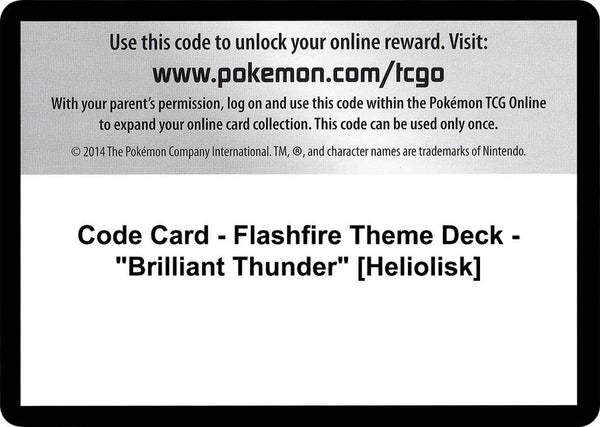 Code Card - Flashfire Theme Deck - "Brilliant Thunder" [Heliolisk] [XY Flashfire]