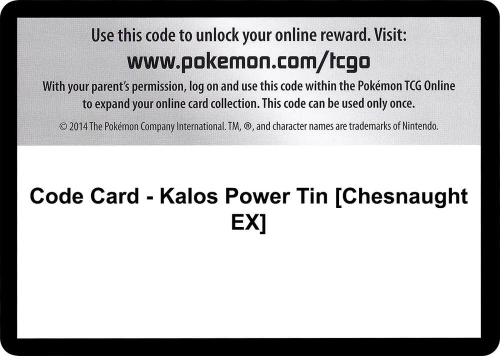 Code Card - Kalos Power Tin [Chesnaught EX] [XY Flashfire]