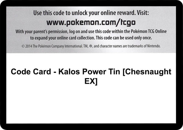 Code Card - Kalos Power Tin [Chesnaught EX] [XY Flashfire]