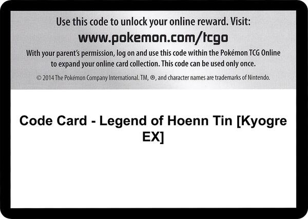 Code Card - Legend of Hoenn Tin [Kyogre EX] [XY Primal Clash]