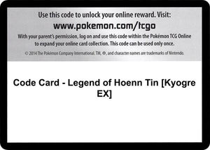 Code Card - Legend of Hoenn Tin [Kyogre EX] [XY Primal Clash]