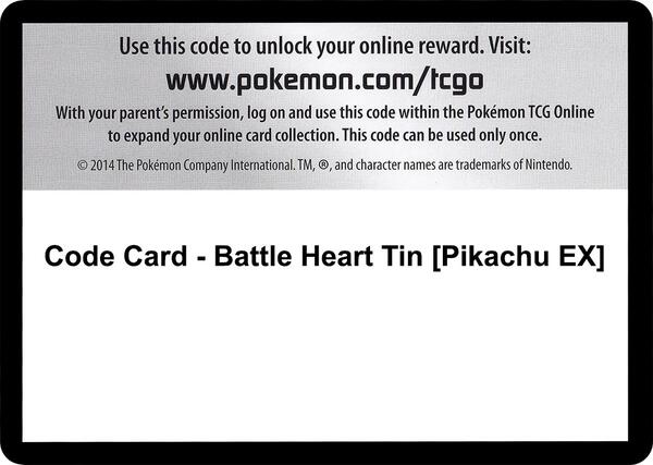 Code Card - Battle Heart Tin [Pikachu EX] [XY Steam Siege]