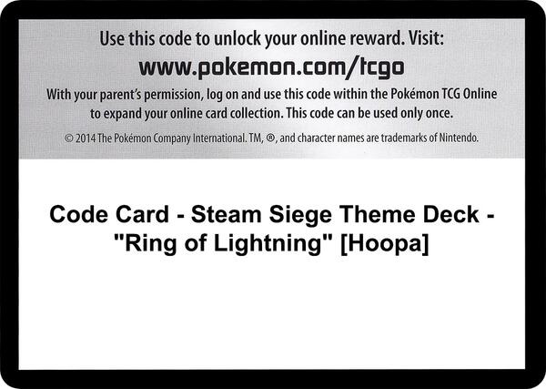 Code Card - Steam Siege Theme Deck - "Ring of Lightning" [Hoopa] [XY Steam Siege]