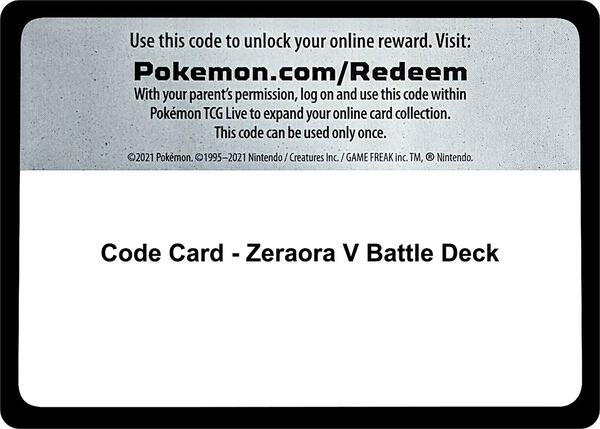 Code Card - Zeraora V Battle Deck [Miscellaneous Cards and Products]