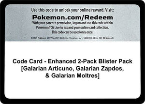 Code Card - Enhanced 2-Pack Blister Pack [Galarian Articuno, Galarian Zapdos, & Galarian Moltres] [Miscellaneous Cards and Products]