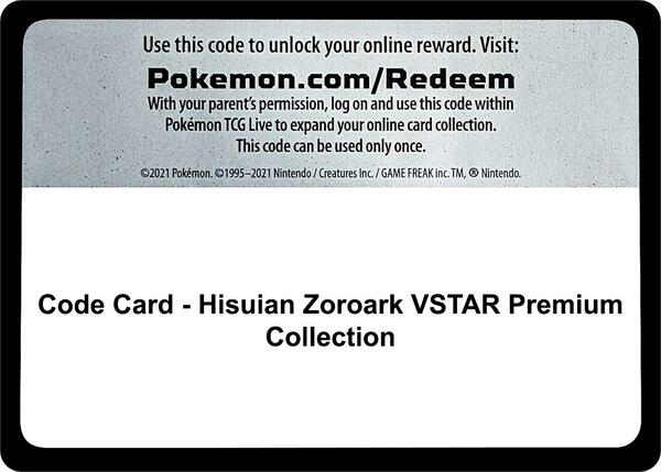 Code Card - Hisuian Zoroark VSTAR Premium Collection [SWSH11 Lost Origin]