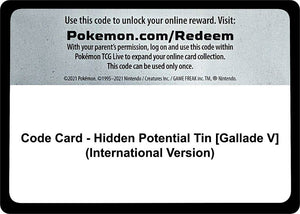 Code Card - Hidden Potential Tin [Gallade V] (International Version) [Miscellaneous Cards and Products]