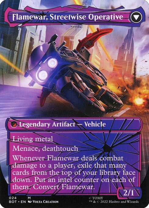 Flamewar, Brash Veteran // Flamewar, Streetwise Operative (24) [Transformers] [Borderless] Reverse