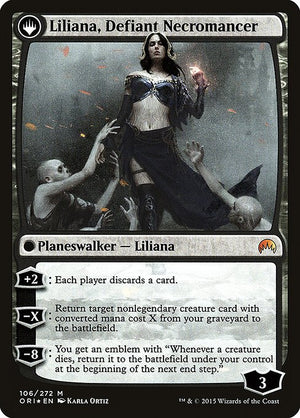 Liliana, Heretical Healer // Liliana, Defiant Necromancer (106s) [Magic Origins Promos] Reverse