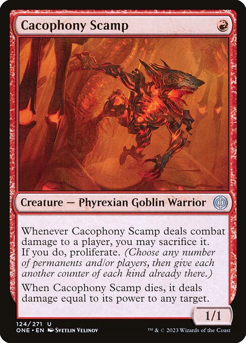 Cacophony Scamp (124) [Phyrexia: All Will Be One]