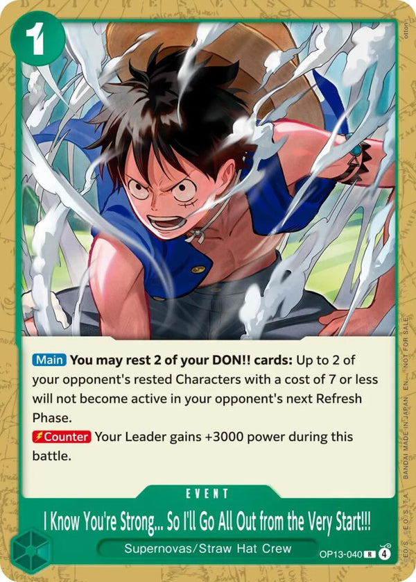 I Know You're Strong... So I'll Go All Out from the Very Start!!! (Tournament Pack 2026 Vol. 4) (OP13-040) [One Piece Promotion Cards]
