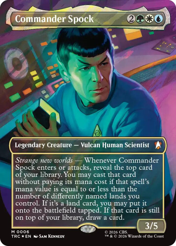 Commander Spock (Borderless) (Surge Foil) (6) [Star Trek Commander]
