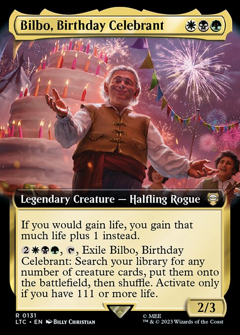 Bilbo, Birthday Celebrant (131) [Tales of Middle-earth Commander] [Extended Art]