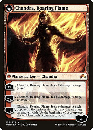 Chandra, Fire of Kaladesh // Chandra, Roaring Flame (135s) [Magic Origins Promos] Reverse