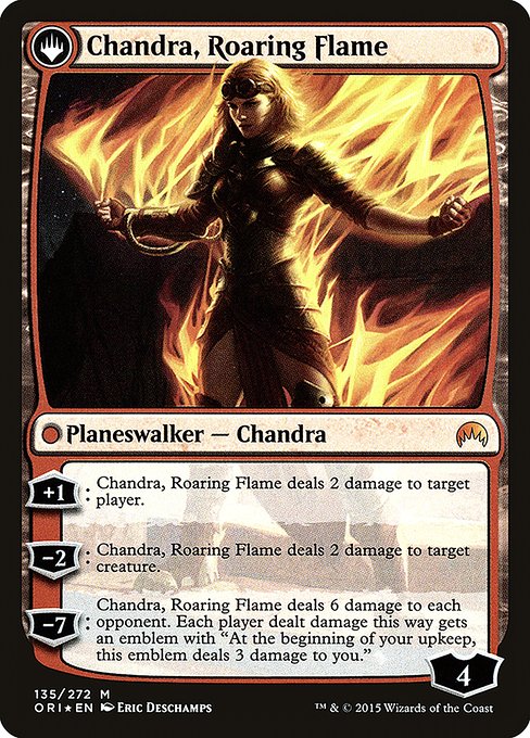 Chandra, Fire of Kaladesh // Chandra, Roaring Flame (135s) [Magic Origins Promos] Reverse